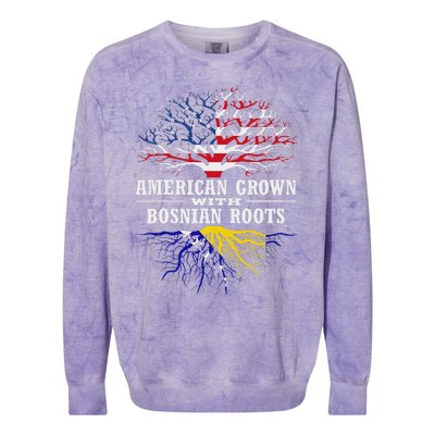 American Grown With Bosnian Roots Usa Bosnia And Herzegovina Colorblast Crewneck Sweatshirt