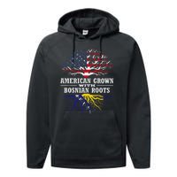 American Grown With Bosnian Roots Usa Bosnia And Herzegovina Performance Fleece Hoodie