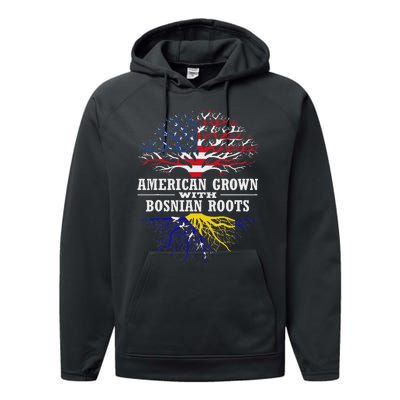 American Grown With Bosnian Roots Usa Bosnia And Herzegovina Performance Fleece Hoodie