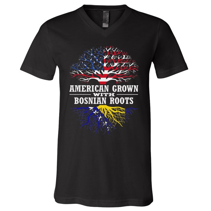 American Grown With Bosnian Roots Usa Bosnia And Herzegovina V-Neck T-Shirt