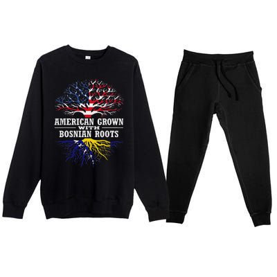 American Grown With Bosnian Roots Usa Bosnia And Herzegovina Premium Crewneck Sweatsuit Set