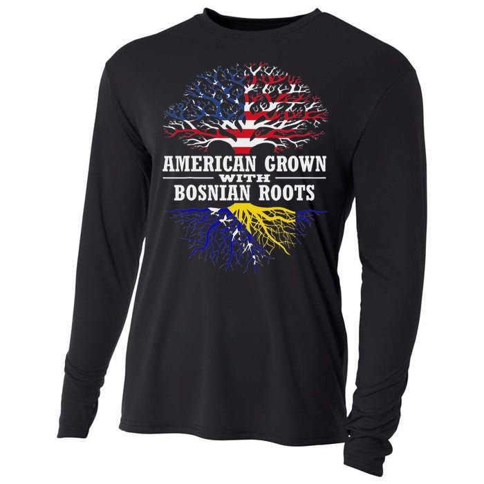 American Grown With Bosnian Roots Usa Bosnia And Herzegovina Cooling Performance Long Sleeve Crew