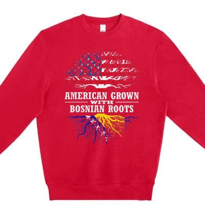 American Grown With Bosnian Roots Usa Bosnia And Herzegovina Premium Crewneck Sweatshirt