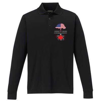 American Grown With Canadian Roots Canada Performance Long Sleeve Polo