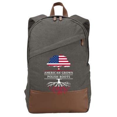 American Grown With Polish Roots Gift Poland Gift Cotton Canvas Backpack