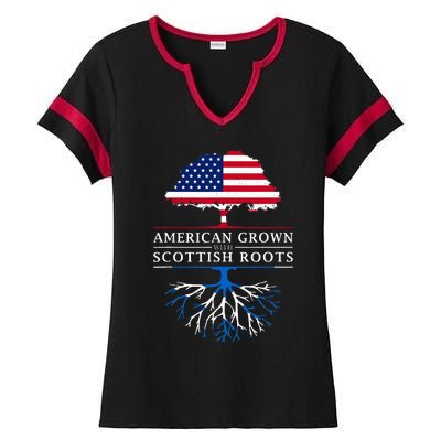 American Grown With Scottish Roots Scotland Ladies Halftime Notch Neck Tee