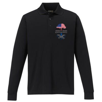 American Grown With Scottish Roots Scotland Performance Long Sleeve Polo