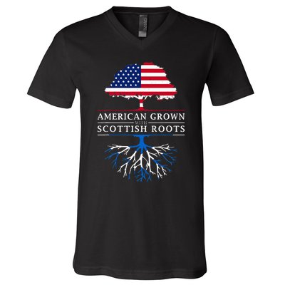 American Grown With Scottish Roots Scotland V-Neck T-Shirt