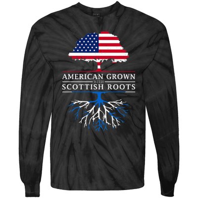 American Grown With Scottish Roots Scotland Tie-Dye Long Sleeve Shirt