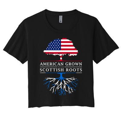 American Grown With Scottish Roots Scotland Women's Crop Top Tee