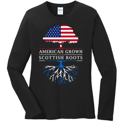 American Grown With Scottish Roots Scotland Ladies Long Sleeve Shirt