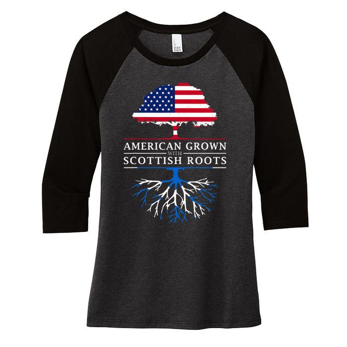 American Grown With Scottish Roots Scotland Women's Tri-Blend 3/4-Sleeve Raglan Shirt