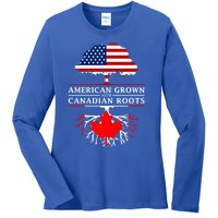 American Grown With Canadian Roots Gift Canada Gift Ladies Long Sleeve Shirt