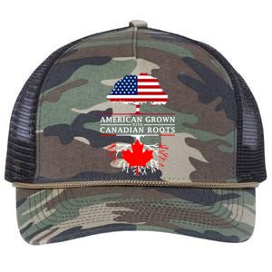 American Grown With Canadian Roots Gift Canada Gift Retro Rope Trucker Hat Cap