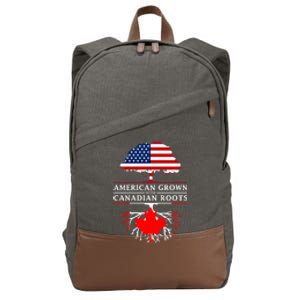 American Grown With Canadian Roots Gift Canada Gift Cotton Canvas Backpack