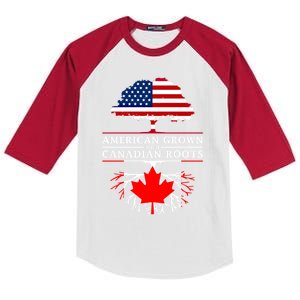 American Grown With Canadian Roots Gift Canada Gift Kids Colorblock Raglan Jersey