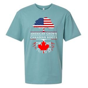 American Grown With Canadian Roots Gift Canada Gift Sueded Cloud Jersey T-Shirt