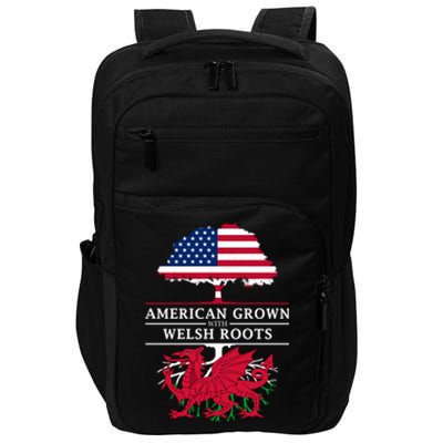 American Grown With Welsh Roots Wales Funny Gift Impact Tech Backpack