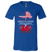 American Grown With Welsh Roots Wales Funny Gift V-Neck T-Shirt