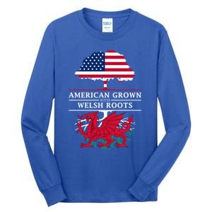 American Grown With Welsh Roots Wales Funny Gift Tall Long Sleeve T-Shirt