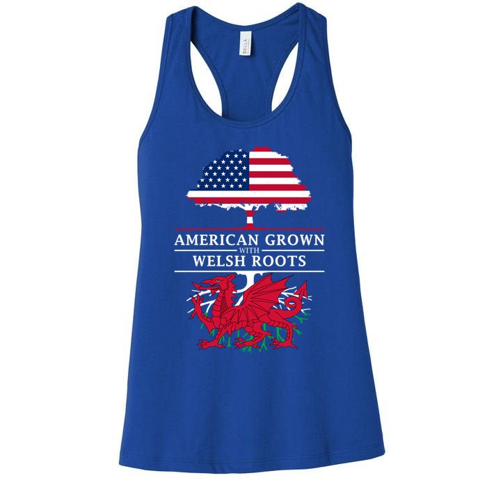 American Grown With Welsh Roots Wales Funny Gift Women's Racerback Tank