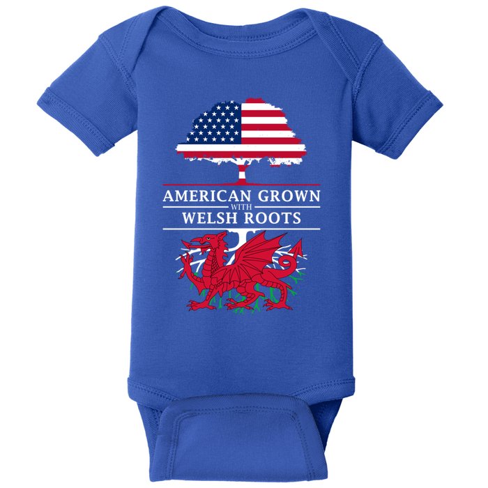 American Grown With Welsh Roots Wales Funny Gift Baby Bodysuit