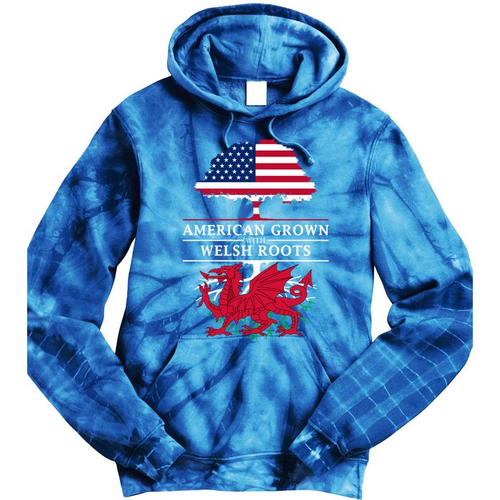 American Grown With Welsh Roots Wales Funny Gift Tie Dye Hoodie