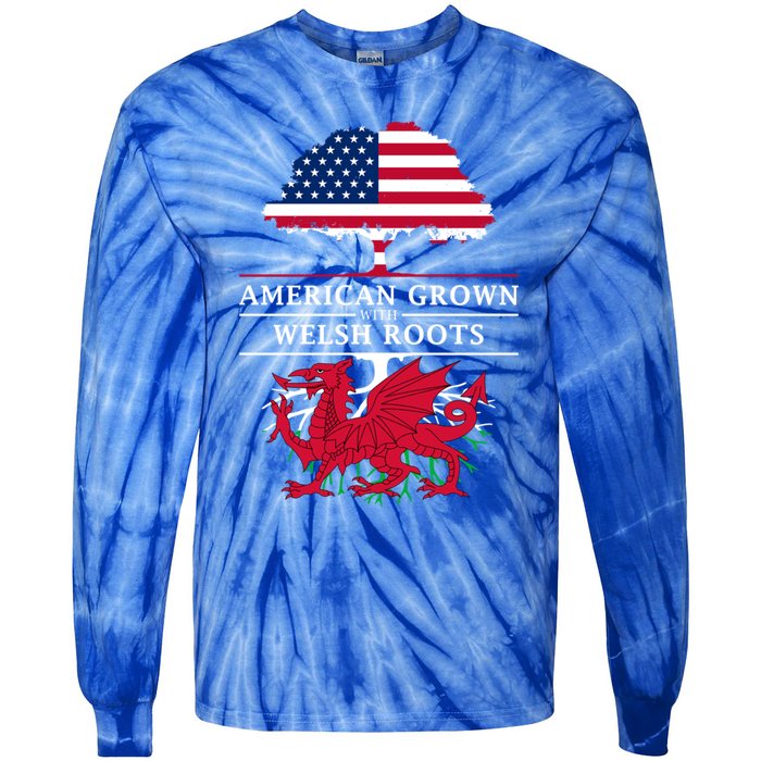 American Grown With Welsh Roots Wales Funny Gift Tie-Dye Long Sleeve Shirt