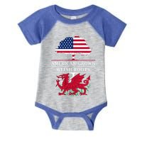 American Grown With Welsh Roots Wales Funny Gift Infant Baby Jersey Bodysuit