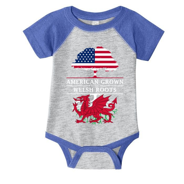 American Grown With Welsh Roots Wales Funny Gift Infant Baby Jersey Bodysuit