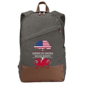 American Grown With Welsh Roots Wales Funny Gift Cotton Canvas Backpack