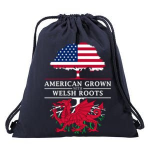 American Grown With Welsh Roots Wales Funny Gift Drawstring Bag