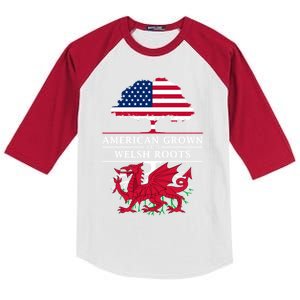 American Grown With Welsh Roots Wales Funny Gift Kids Colorblock Raglan Jersey