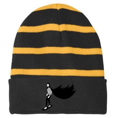 A Girl Walks Home Alone At Night Striped Beanie with Solid Band