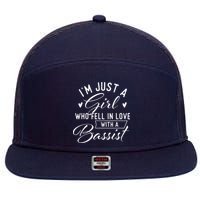 A Girl Who Fell In Love With A Bassist Bass Guitar Player 7 Panel Mesh Trucker Snapback Hat