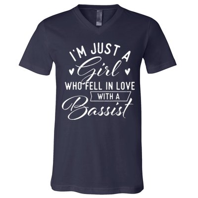 A Girl Who Fell In Love With A Bassist Bass Guitar Player V-Neck T-Shirt