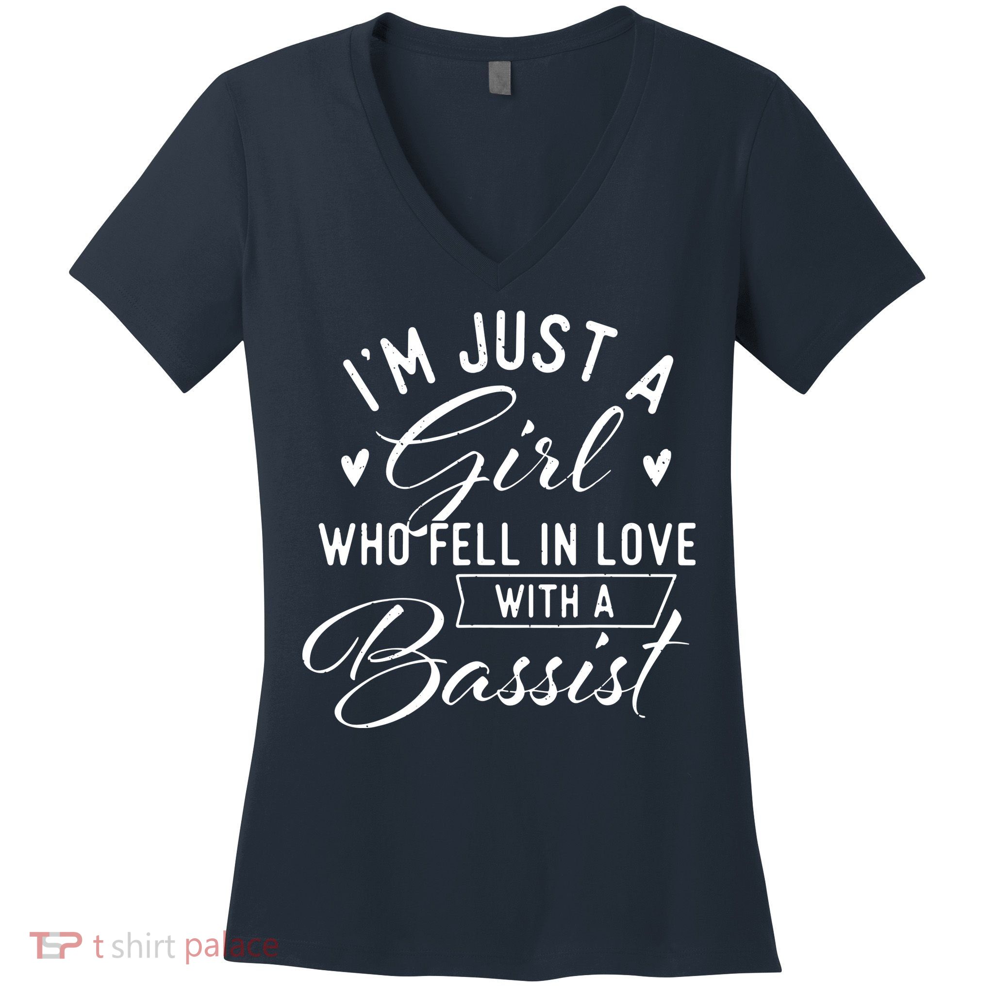 A Girl Who Fell In Love With A Bassist Bass Guitar Player Women's V-Neck T-Shirt
