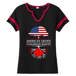 American Grown With Canadian Roots Gift Canada Gift Ladies Halftime Notch Neck Tee