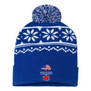 American Grown With Canadian Roots Gift Canada Gift USA-Made Snowflake Beanie