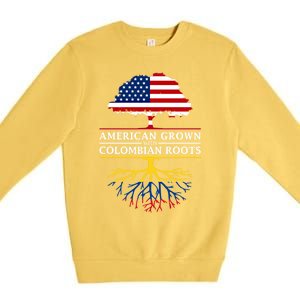 American Grown With Colombian Roots Cute Gift Colombia Gift Premium Crewneck Sweatshirt