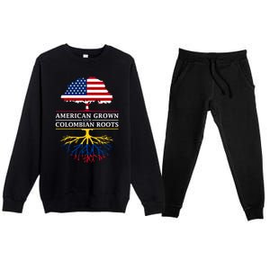 American Grown With Colombian Roots Cute Gift Colombia Gift Premium Crewneck Sweatsuit Set