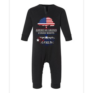 American Grown With Cuban Roots Cute Gift Cuba Gift Infant Fleece One Piece