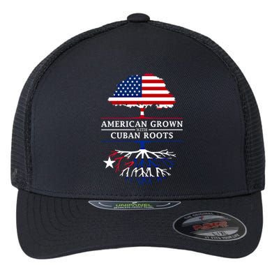 American Grown With Cuban Roots Cute Gift Cuba Gift Flexfit Unipanel Trucker Cap