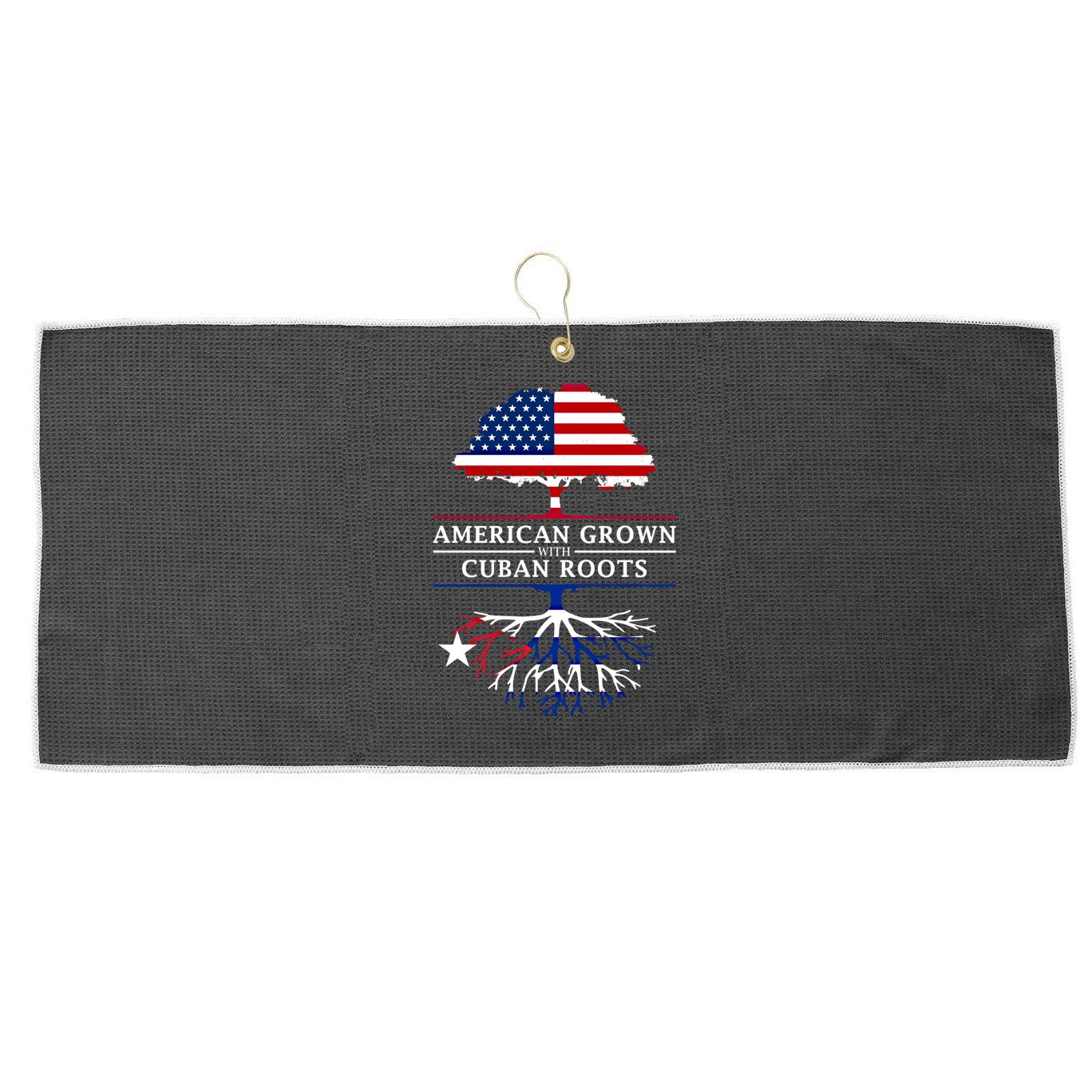 American Grown With Cuban Roots Cute Gift Cuba Gift Large Microfiber Waffle Golf Towel