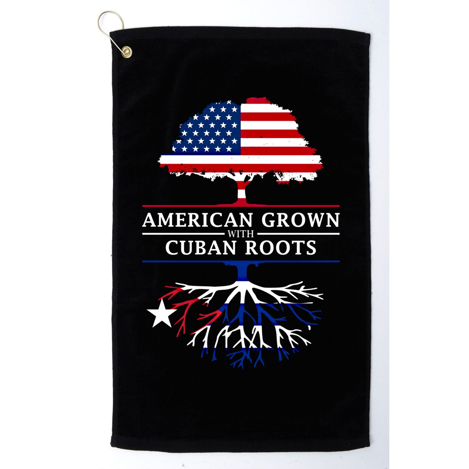 American Grown With Cuban Roots Cute Gift Cuba Gift Golf Towel