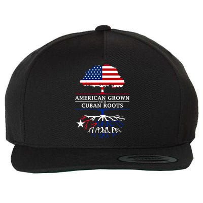 American Grown With Cuban Roots Cute Gift Cuba Gift Wool Snapback Cap