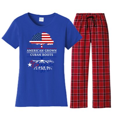 American Grown With Cuban Roots Cute Gift Cuba Gift Women's Flannel Pajama Set