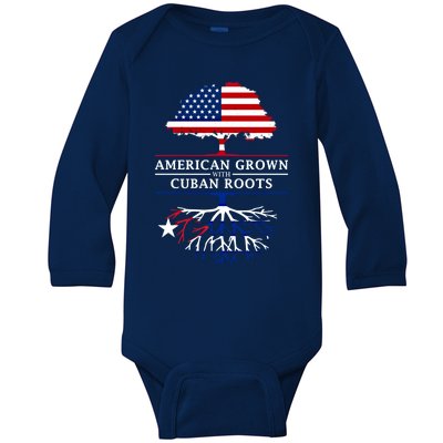 American Grown With Cuban Roots Cute Gift Cuba Gift Baby Long Sleeve Bodysuit