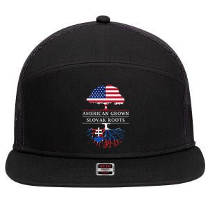 American Grown With Slovak Roots Slovakia 7 Panel Mesh Trucker Snapback Hat