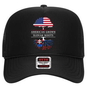 American Grown With Slovak Roots Slovakia High Crown Mesh Back Trucker Hat